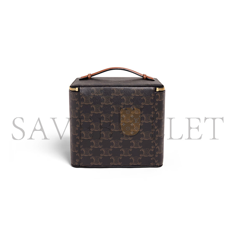 Ce1i*e square vanity case in triomphe canvas and calfskin 4m0942czj.04lu (18*14.5*15cm)